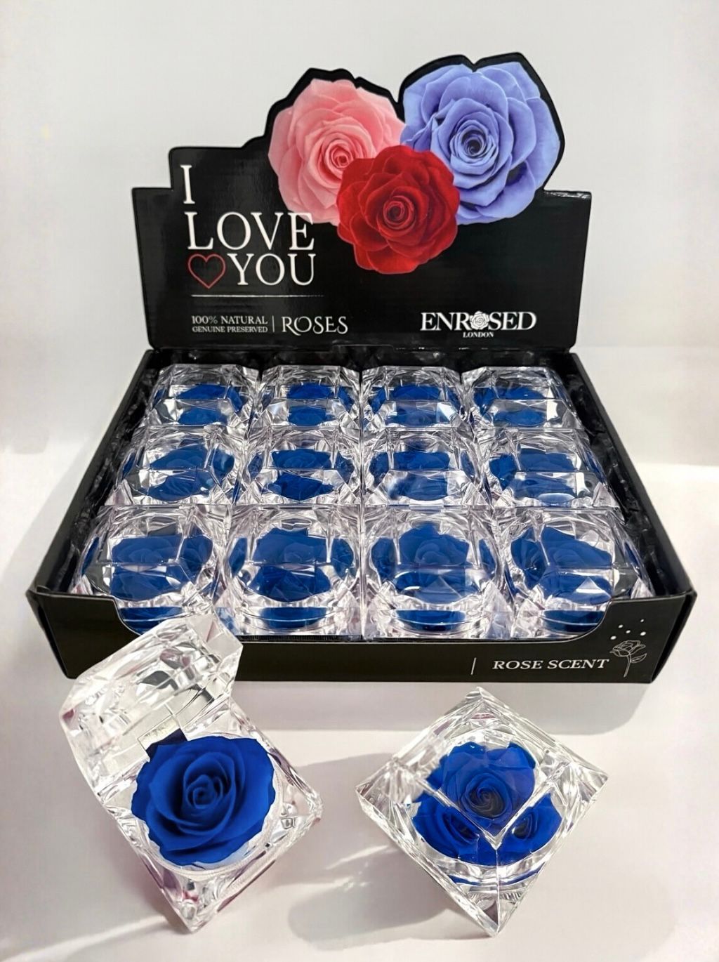 Roos in diamant met display