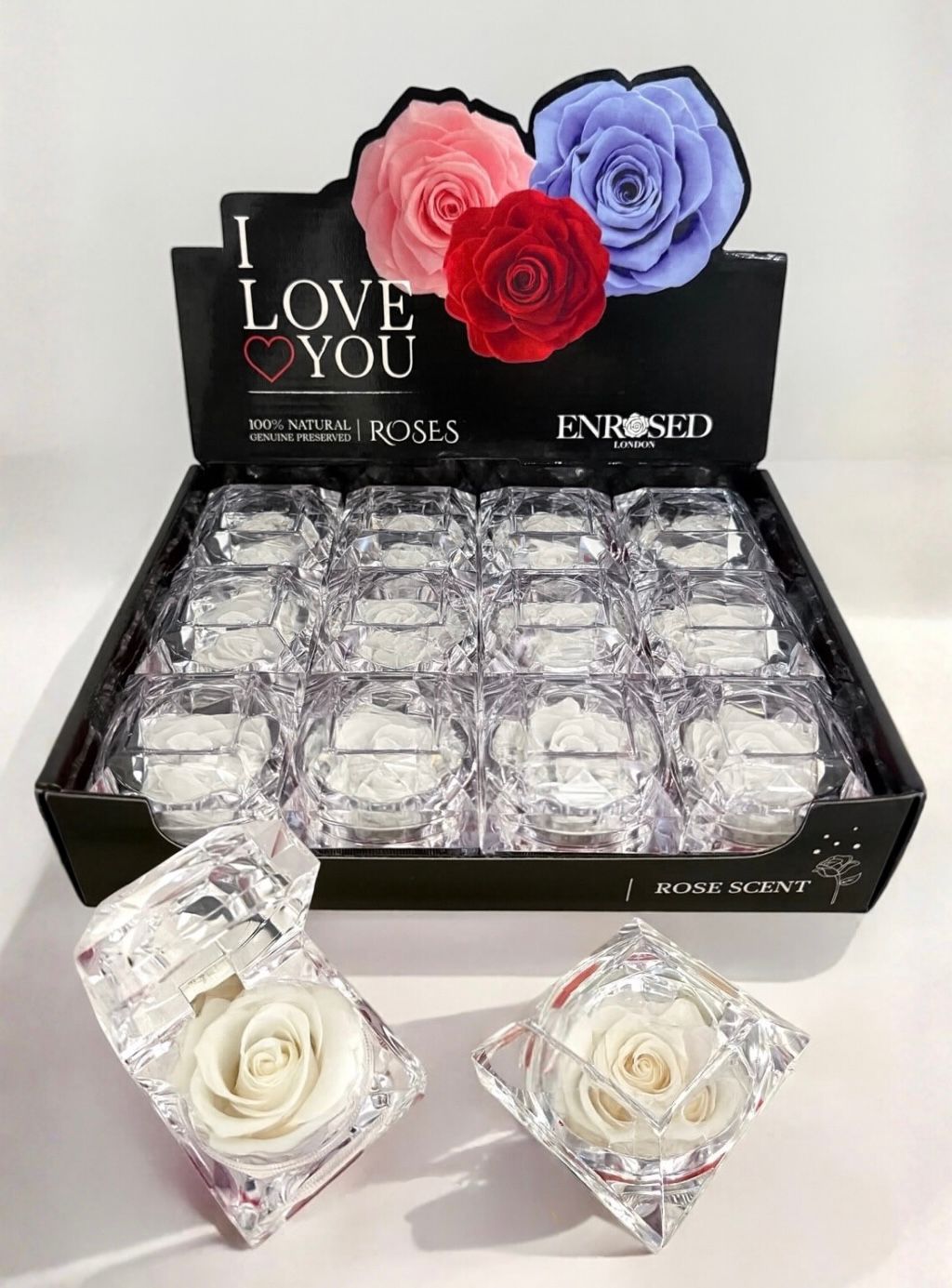 Roos in diamant met display