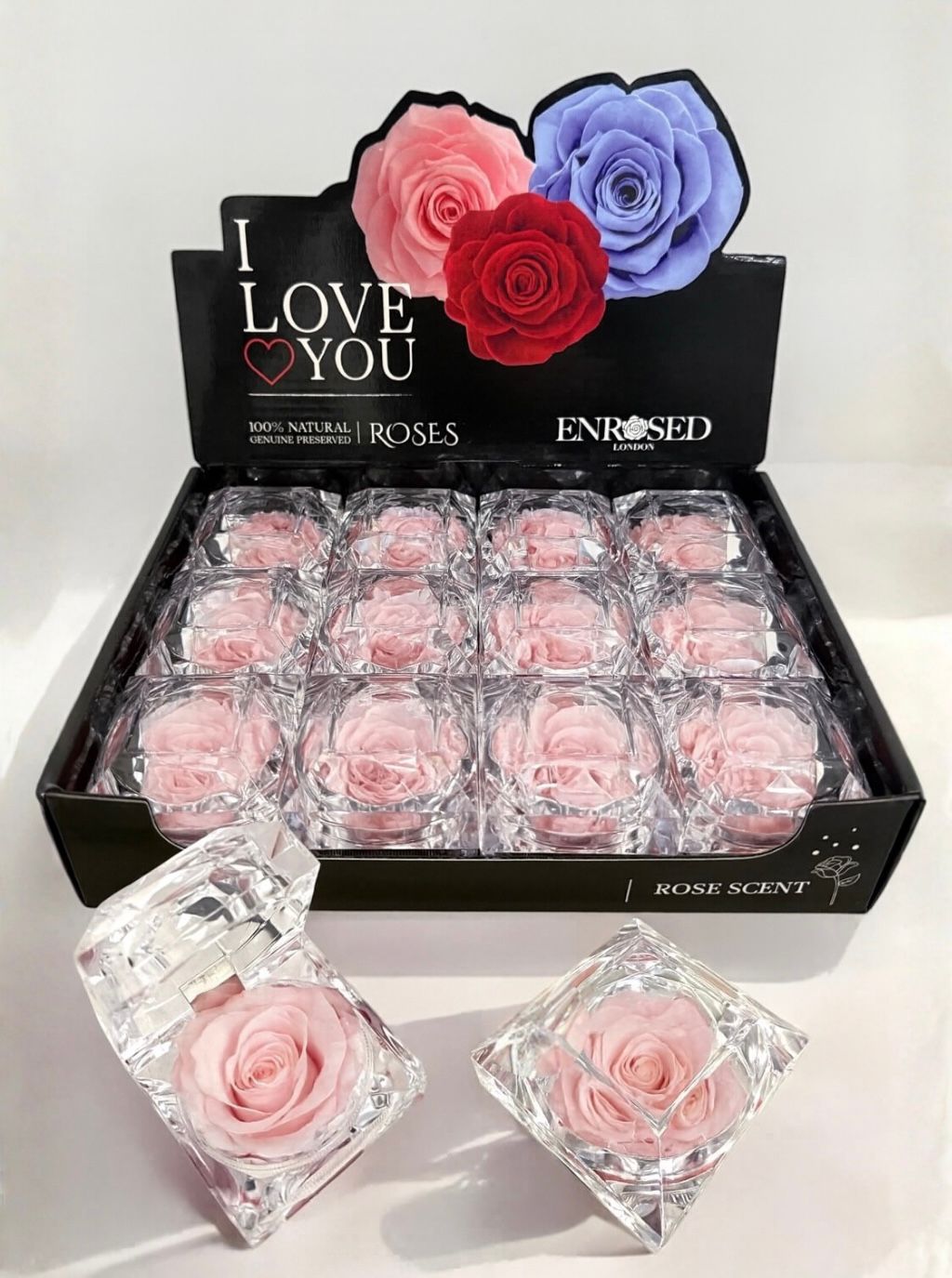 Roos in diamant met display