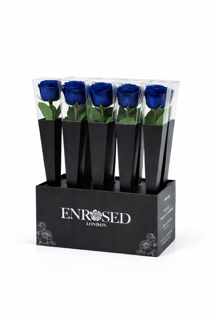 12 roses en acier avec présentoir